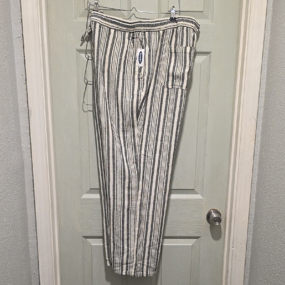 Old Navy Black and White Linen & Rayon Pants